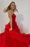 Princess Strappy Frill-Layered A-Line Long Prom Dress HZ1024
