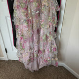 Vintage Pink Floral Sequin Prom Dress Spaghetti Strap Evening Dress Long Sheath Formal Dress HZ1024