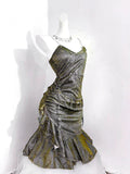 Vintage Green Spaghetti Strap Ruffled Hem Hem Short 16th Birthday Party Dress Homecoming Dress HZ1024