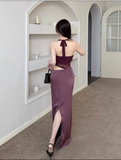 New Chic Holiday Style Mesh Patchwork Halter Slim Dress HZ1024