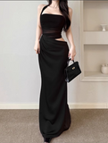 New Chic Holiday Style Mesh Patchwork Halter Slim Dress HZ1024