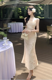 New Elegant Embroidery Design Spaghetti Strap Dress HZ1024