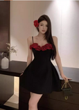 Stylish Sexy Rose Flower Design Spaghetti Strap Dress HZ1024