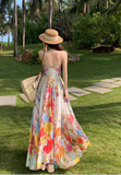New Stylish Floral Design Beach Holiday Spaghetti Strap Dress HZ1024