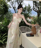 New Fashion Sexy Floral Design A-Line Beach Holiday Spaghetti Strap Dress HZ1024