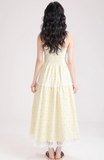 Simple Fashion Light Yellow Floral Design Spaghetti Strap Dress HZ1024