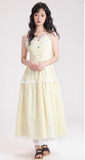 Simple Fashion Light Yellow Floral Design Spaghetti Strap Dress HZ1024