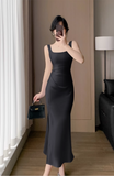 Vintage Simple Design Slim Spaghetti Strap Dress HZ1024
