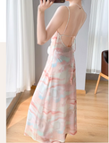 Simple Fashion Colorful Design Slim Spaghetti Strap Dress HZ1024