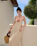 Simple Fashion Women Floral Design A-Line Spaghetti Strap Dress HZ1024