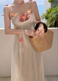 Simple Fashion Women Floral Design A-Line Spaghetti Strap Dress HZ1024
