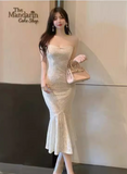Simple Fashion White Design A-Line Strapless Mermaid Dress HZ1024
