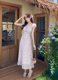 Simple Fashion Red Floral Design A-line Long High-waisted Dress HZ1024
