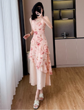 Simple Fashion Pink Floral Design A-line Spaghetti Strap Dress HZ1024
