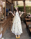 Vintage Fashion Floral Printed Design A-line Beach Holiday Vest Dress HZ1024