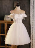 Charming Champagne Lace-edg Design Mesh Corest Strapless Homecoming Dress HZ1024