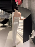 Simple Fashion 3D Flower Mermaid Design Prom Dress Elegant A-line Halter Dress HZ1024