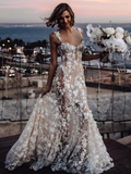 Elegant White Applique Straps Mermaid Long Wedding Dress HZ1024