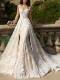 Elegant Ivory Lace Sweetheart Mermaid Straps Trailing Long Wedding Dress HZ1024