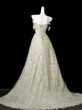 Elegant Floral Sweet 16 Quinceanera A-Line Strapless Evening Dress Long Ball Gown HZ1024