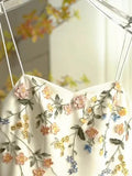 Vintage Beige Spaghetti Strap Floral Applique Design Elegant A-Line Evening Dress Prom Dress HZ1024