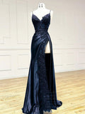 Wine Red Satin with Lace Formal Dress, Wine Red Evening Dress Prom Dress HZ1024