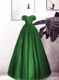 A-line Off Shoulder Sweetheart Simple Party Dress, Tulle Long Prom Dress HZ1024