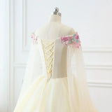 Light Champagne Off Shoulder Sweet 16 Dress, Champagne Tulle Long Formal Dress HZ1024