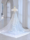 White Strapless Heart Shaped Neckline Beaded Tulle Mermaid Floor Length Wedding Dresses HZ1024
