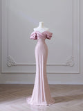Pink Strapless Sleeveless Mermaid Sequin Beaded Floor Length Dress HZ1024