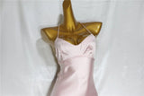 Pink A-Line Spaghetti Strap Simple Satin Long Prom Dresses HZ1024