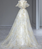 Green A-line Strap Sequined Tulle Floor Length Ball Gowns HZ1024