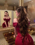 Sexy Burgundy Strapless Mermaid Long Prom Dresses HZ1024