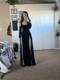 Chic Black Strapless Split Long Prom Dresses HZ1024