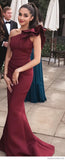 Elegant Burgundy Mermaid Satin One Shoulder Ball Gown HZ1024