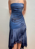 Blue A-Line Strapless Lace Applique Ball Gown HZ1024