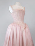 Pink Sweet A-line Strapless Tulle Birthday Dress Evening Gown HZ1024