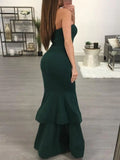 Dark Green Mermaid Off-shoulder Slit Long Party Dance HZ1024