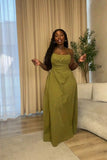 Green A-line Halter Backless Long Ball Gown HZ1024