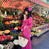 Retro Purple A-line V-neck Long Sleeve Lace Prom Dress HZ1024