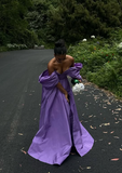Chic Purple A-Line Off-Shoulder Formal Floor-Length Evening Sleeve HZ1024
