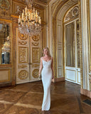 Simple White Mermaid Strap Formal Floor Length Evening Dress HZ1024