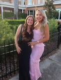 Elegant Pink Mermaid Strapless Lace Ruffle Length Ankle Ball Gown Evening Dress HZ1024