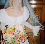 Elegant Square Neck Flying Sleeves Trailing Wedding Dress HZ1024