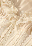 Vintage Ivory Puff Sleeve Lace Long Sleeve Dress HZ1024