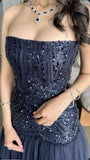 Elegant A-line Strapless Sequined Tulle Formal Prom Gown Evening Dress HZ1024