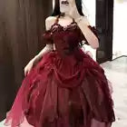 Retro red halterneck sleeveless chiffon tutu skirt HZ1024