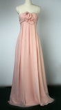 Pink A-line Strapless Chiffon Bridesmaids Ball Gown HZ1024