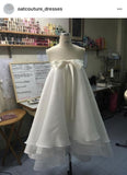 Sweet White A-line Off-shoulder Strapless Bow Birthday Party Dress Homecoming Dress HZ1024