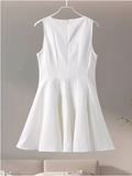 Chic White A-Line Round-neck Party Dress Homecoming Dress Cocktail Dress HZ1024
